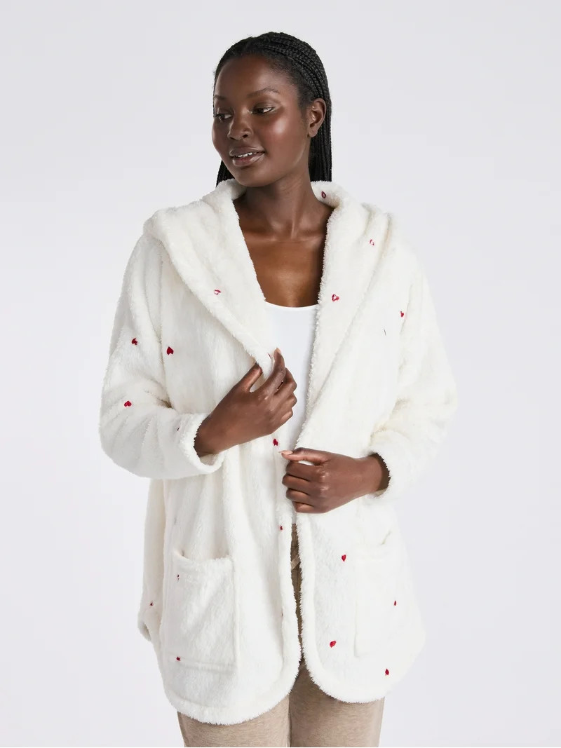 Joyspun Women’s Plush Sleep Cardigan, Size XS-3XL | Walmart (US)