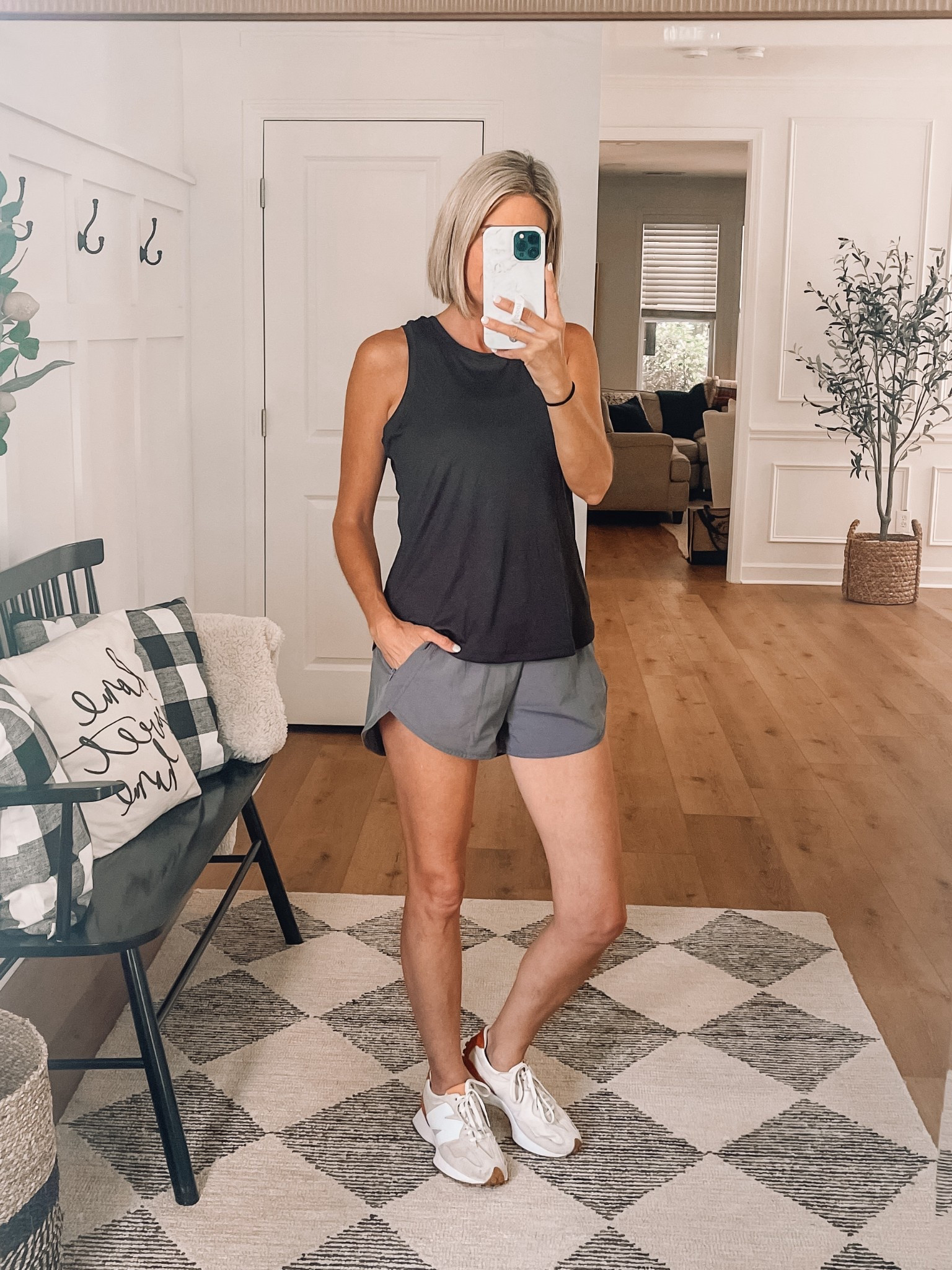 My Amazon razorback tank top is 22% off with code XWKAR6B7. Shorts have a wide elastic waistband and one pocket. Wearing a small in both. 

Exercise outfit 
Active Wear 
Workout clothes 
Running shorts 


#LTKActive #LTKSaleAlert #LTKFindsUnder50