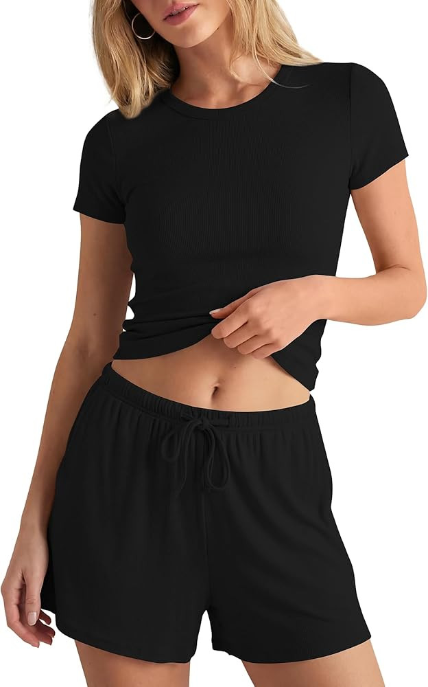 Darong 2 Piece Shorts Set for Women Summer Lounge Wear Casual Airport Travel Outfits Matching Clo... | Amazon (US)