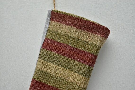 Striped Kilim Stockings Handmade Wool Christmas Socks 11x18 - Etsy | Etsy (US)