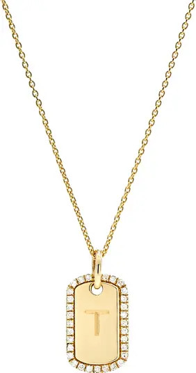 STONE AND STRAND Tiny Diamond Dog Tag Necklace | Nordstrom | Nordstrom