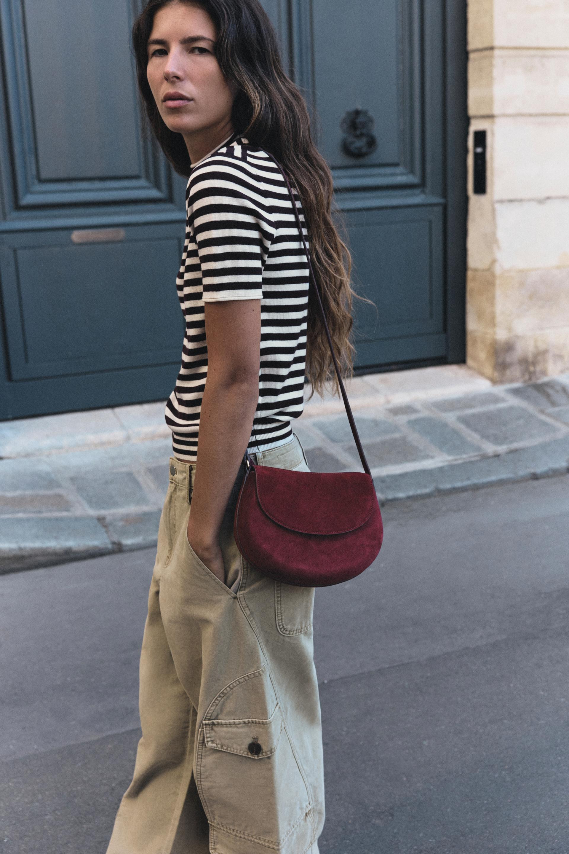 LEATHER CROSSBODY BAG - Burgundy Red - ONE SIZE ONLY | Zara Canada