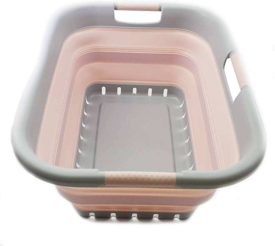 SAMMART 41L Collapsible Plastic Laundry Basket - Foldable Pop Up Storage Container/Organizer - Po... | Amazon (US)