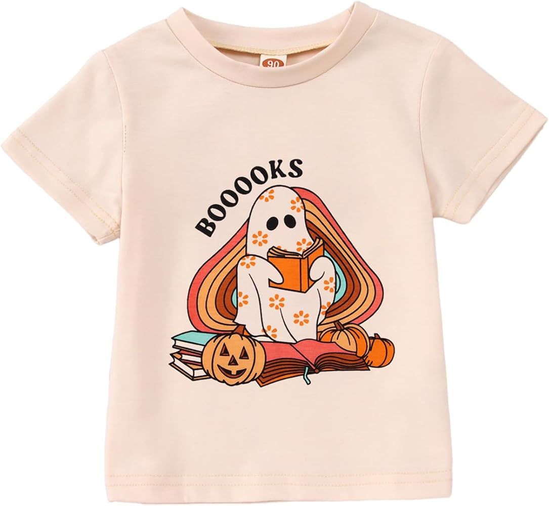 KEKEMI Booooks Ghost Halloween T-Shirt Toddler Boys Girls Retro Ghost Books Reading Tees Cute Bab... | Amazon (US)