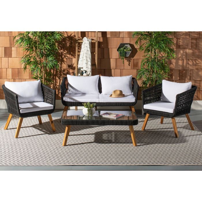 Denridge 4pc Outdoor Set - Black/White - Safavieh | Target