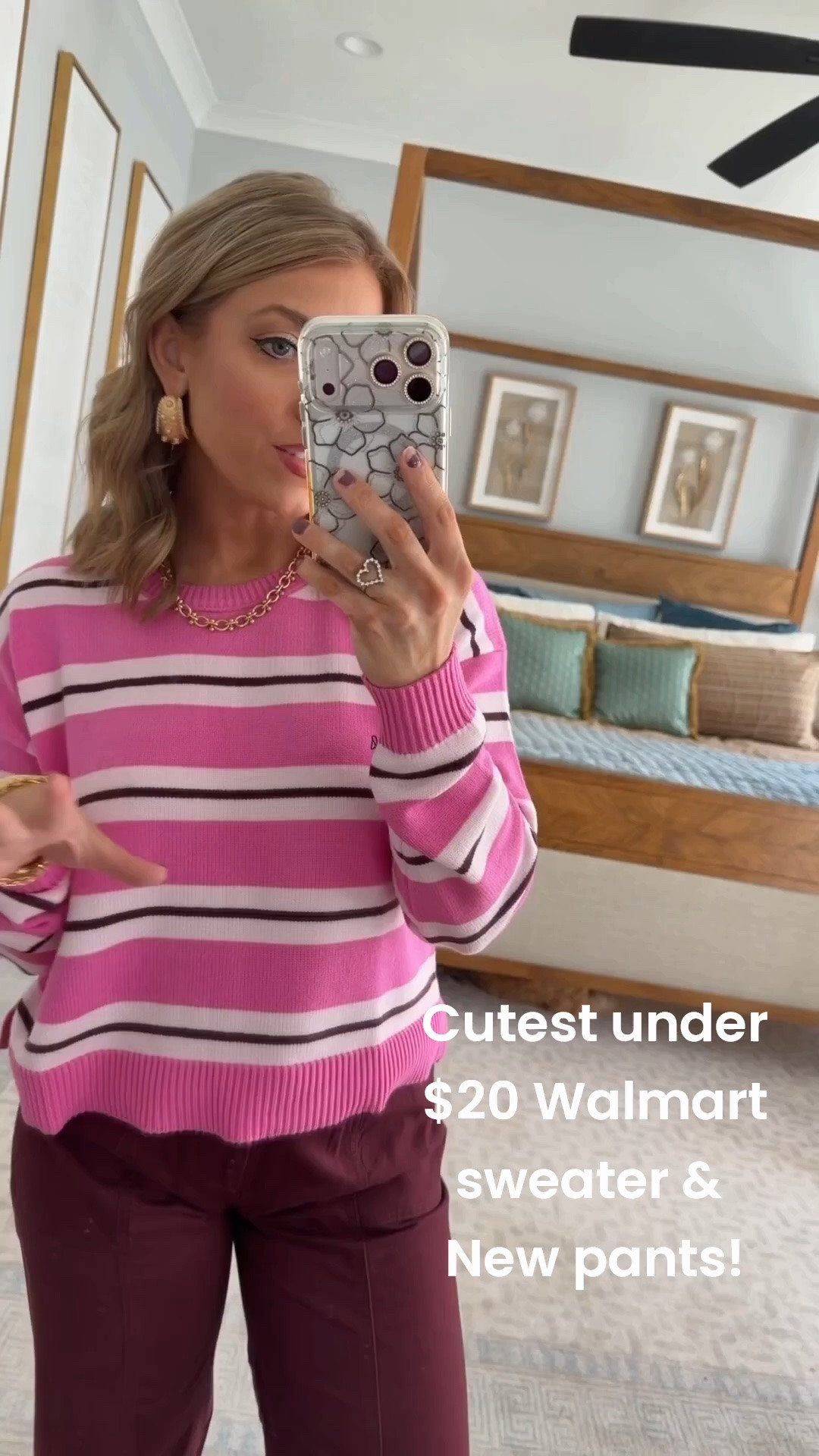 Pink + burgundy might be one of my FAVORITE color combinations right now! 💗🍷 This striped Walmart sweater looks so cute tucked into these rich burgundy wide-leg pants, and the matching shoes make the whole outfit feel so put together. These are the kinds of Walmart fashion finds I love—affordable, easy to mix and match, but still giving that elevated fall look!

#walmartfashion #walmartfinds #walmartstyle #walmartnewarrivals #fallfashion #fallstyle #stripedsweater #widelegpants #burgundyoutfit #pinkoutfit #affordablefashion #walmartoutfit #outfitinspiration

#LTKootd #LTKPetite