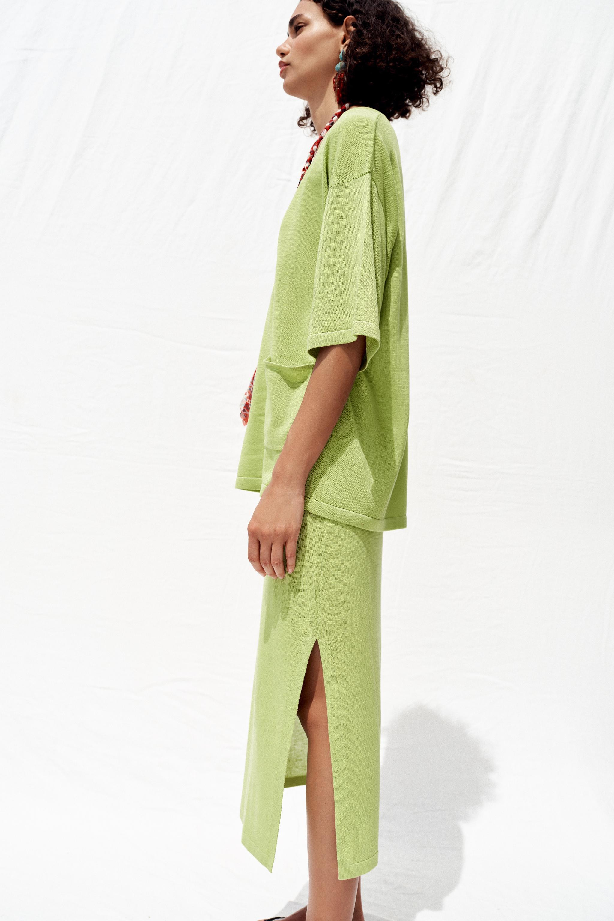 OVERSIZE KNIT SHORT SLEEVE TOP | Zara UK