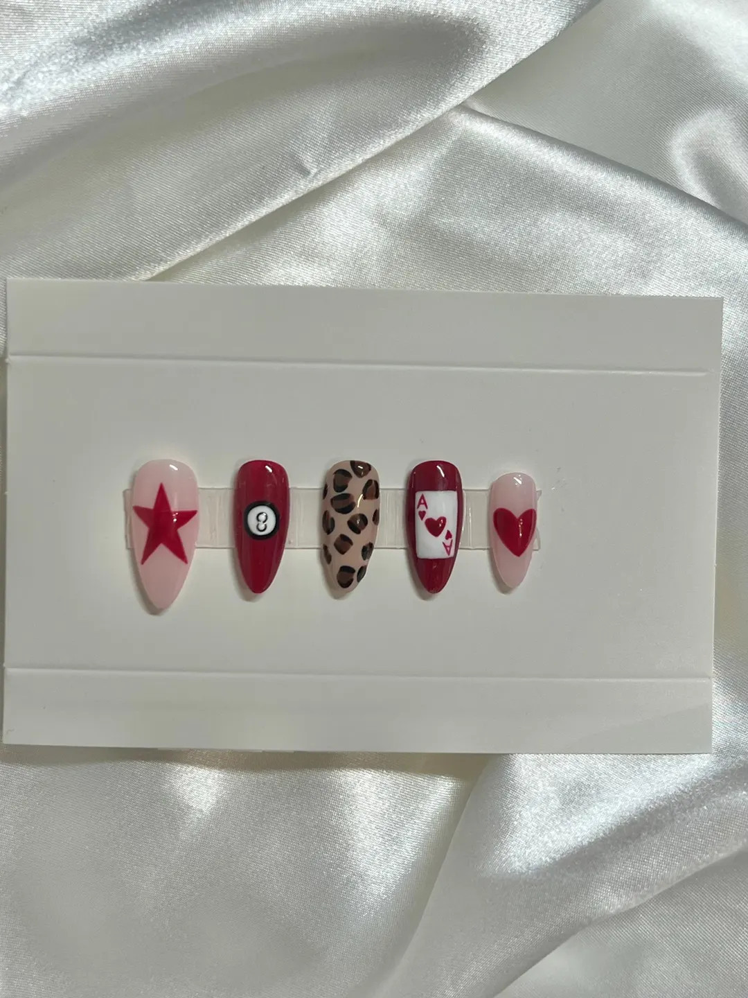 Luxury Hand Painted Press on Nails Cheetah Ace Card Magic 8 Ball Valentines Day - Etsy | Etsy (US)