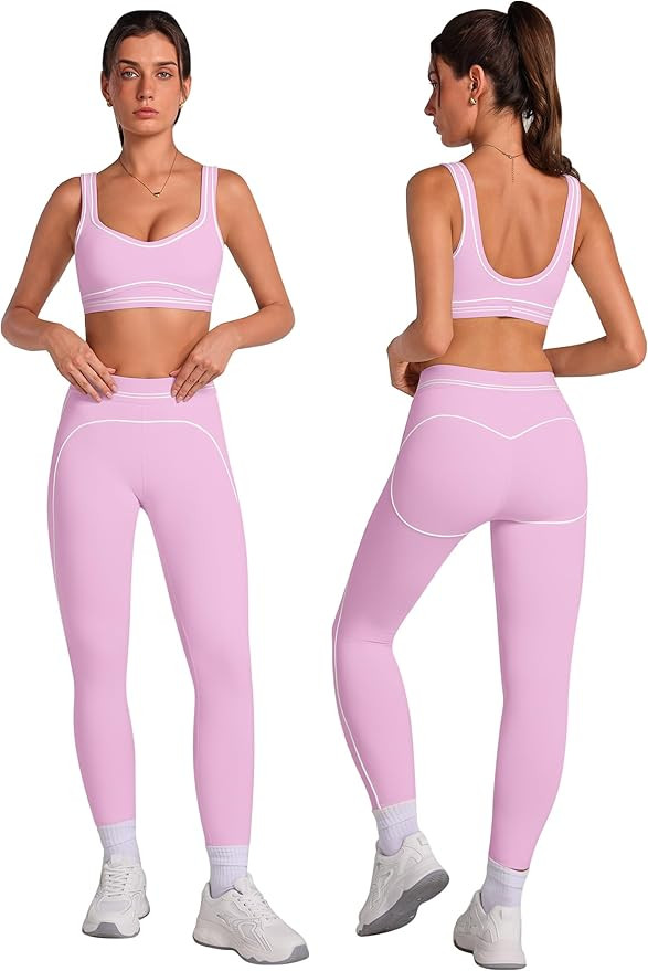ABOCIW Womens Workout Sets 2 Piece Yoga Outfits Contouring Contrast Stitching Sports Bra High Wai... | Amazon (US)