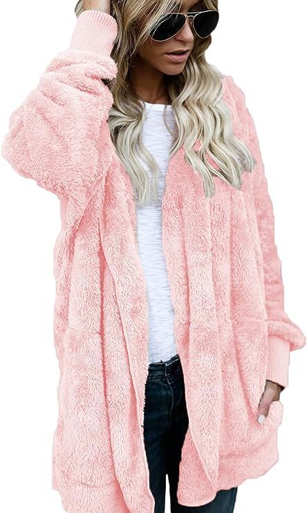Women Hoodie Winter Casual Plus Size Baggy Furry Cardigan Coats | Amazon (US)