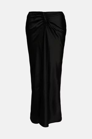 Ruched Front Satin Midi Skirt | Oasis UK & IE