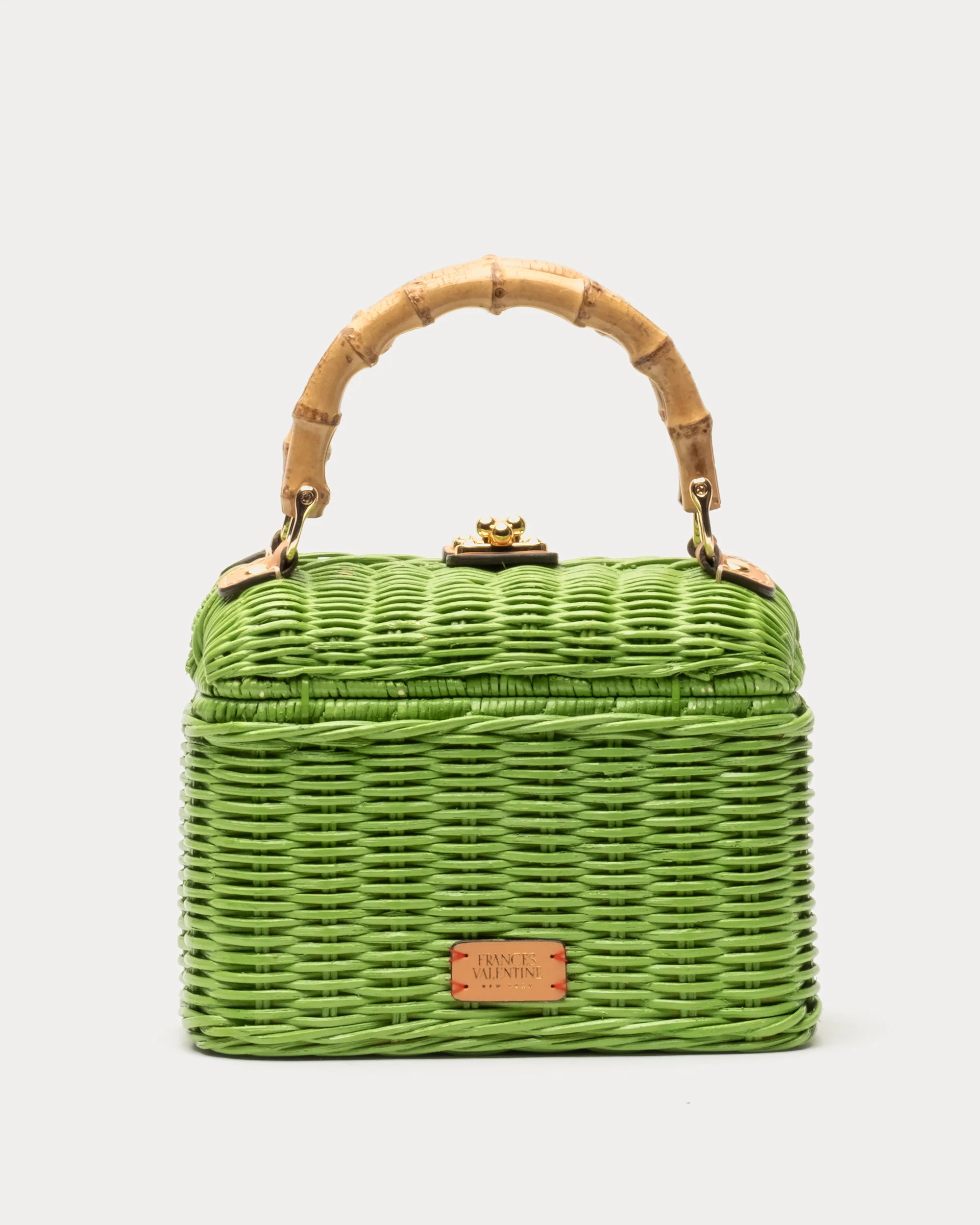 Hannah Lunchbox Wicker Lime Green | Frances Valentine