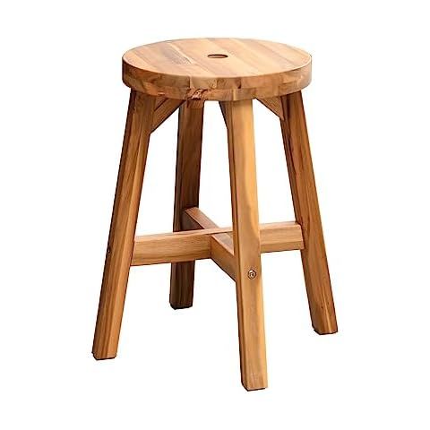 Lestar Solid Acacia Wood Stool Bedside End Tables Sub-Stool Wooden Step Stool (Round Top Stool) | Amazon (US)