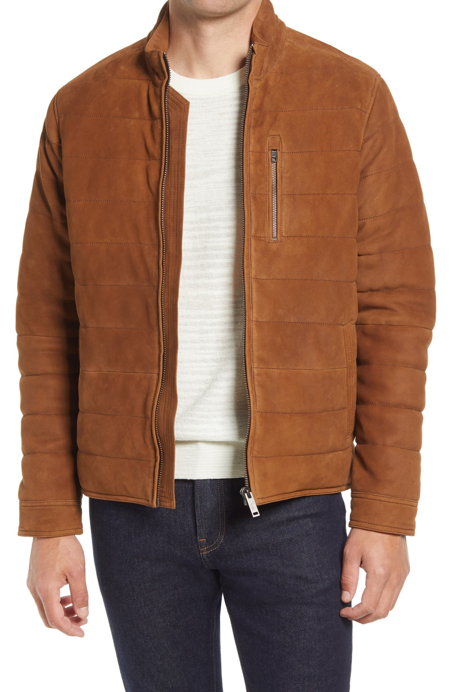 Waverley Water Repellent Quilted Suede Bomber Jacket | Nordstrom