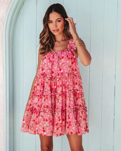 Spring Blossom Floral Tiered Babydoll Dress | VICI