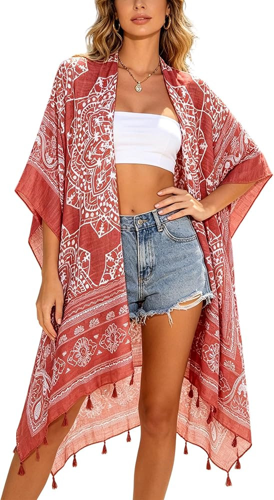 Breezy Lane Kimonos for Women Swimsuit Coverups Beach Cover Up Swimwear Cardigan Summer | Amazon (US)
