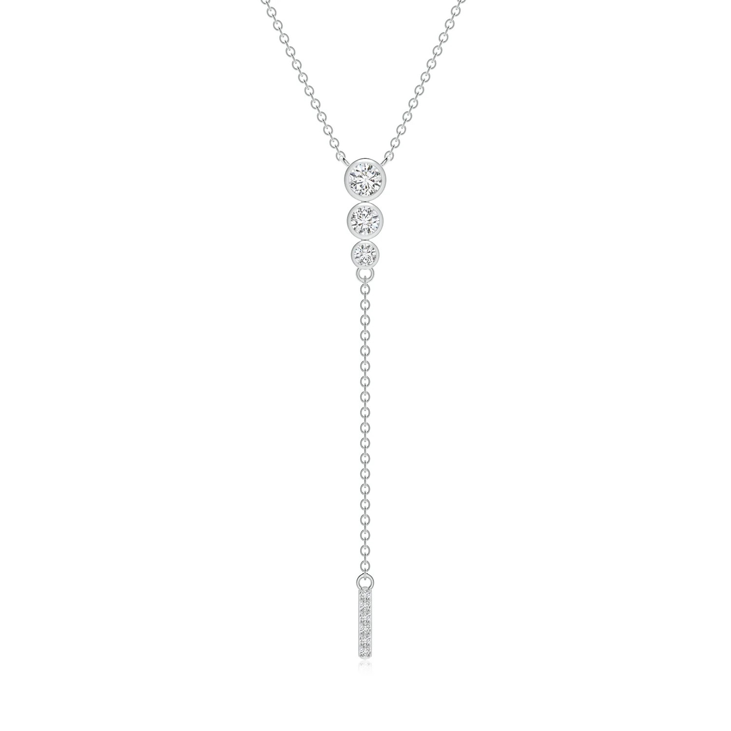 Three Stone Graduated Bezel-Set Diamond Lariat Necklace | Angara Inc.