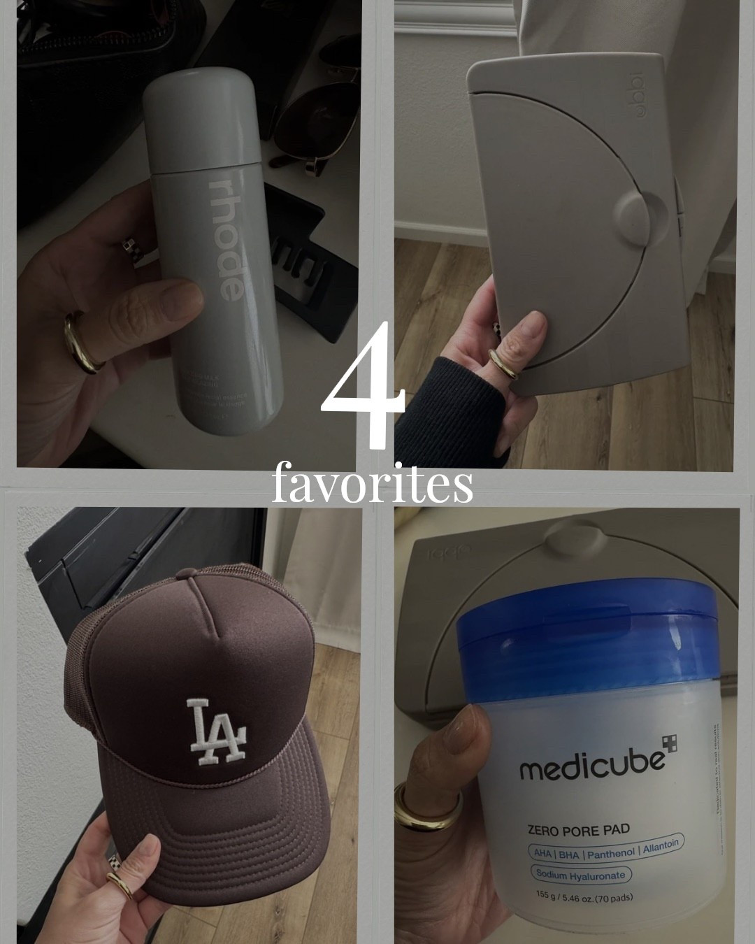 4 products I’m loving lately: 

1. rhode glazing milk — love this product so much!

2. Chic Baby wipe dispenser. I never travel without it and comes in handy at ⚽️🏈 practice and games. You ca also do Clorox wipes instead 

3. Hats — love the color on this hat and how it protects my skin from the sun

4. So gooooood! 



#LTKselfcare #LTKmorningroutine #LTKBeauty