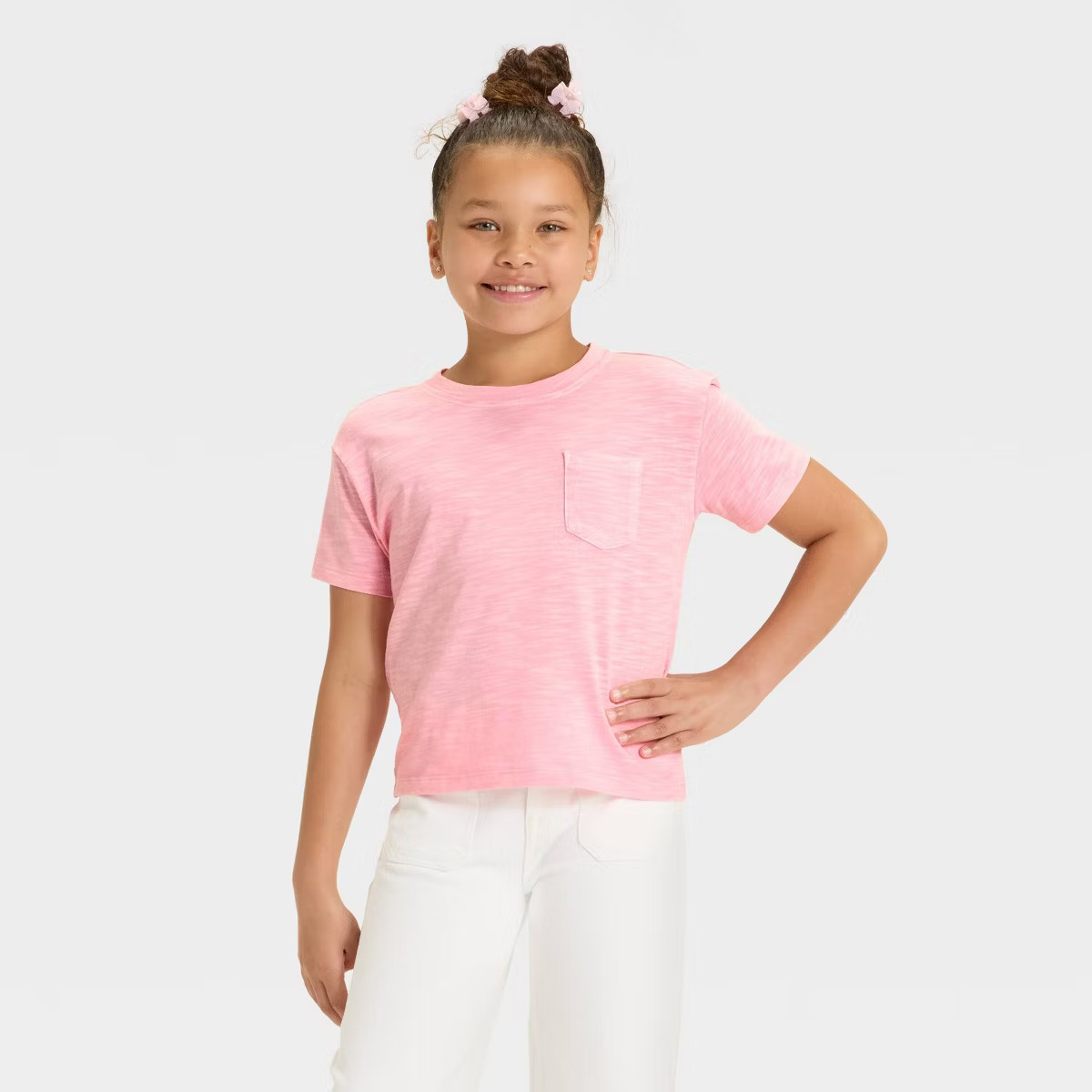 Girls' Short Sleeve Relaxed Fit T-Shirt - Cat & Jack™ Light Pink XS | Target