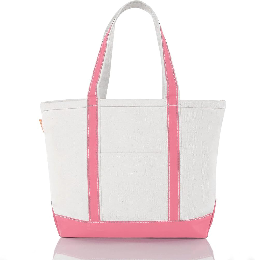 CB STATION Medium Classic Canvas Tote Bag for Women, Top Zipper Closure, Outer Pocket, Daily Esse... | Amazon (US)