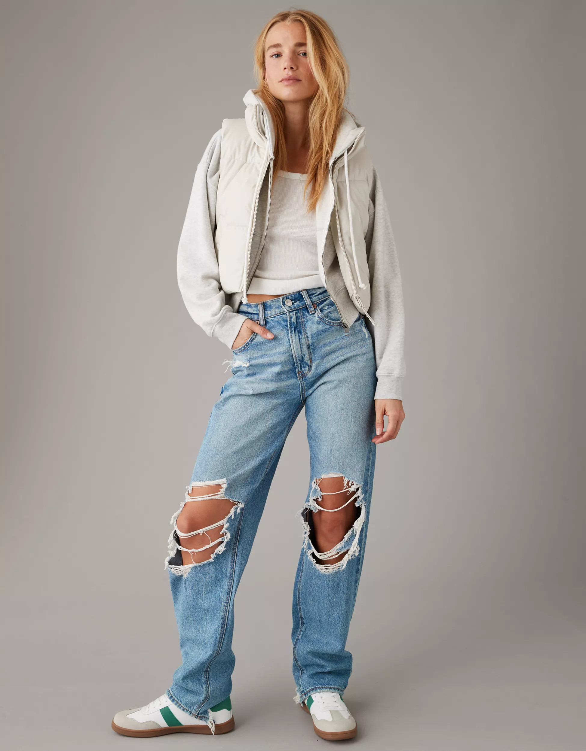 AE Vegan Leather Cropped Puffer Vest | American Eagle Outfitters (US & CA)