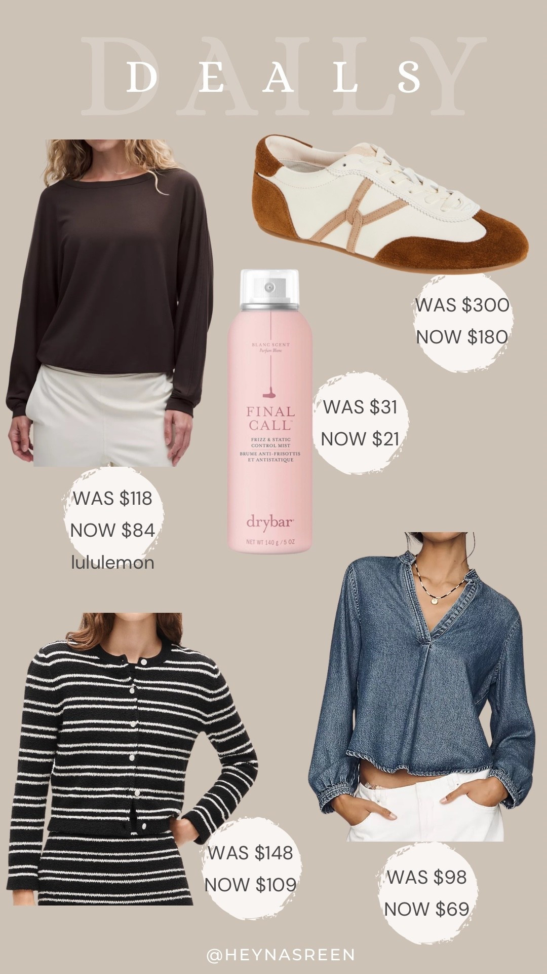 Daily deals on lululemon sweatshirt, Veronica Beard sneakers, DryBar hair spray, Anthropologie top, J.Crew lady jacket

#LTKTall
