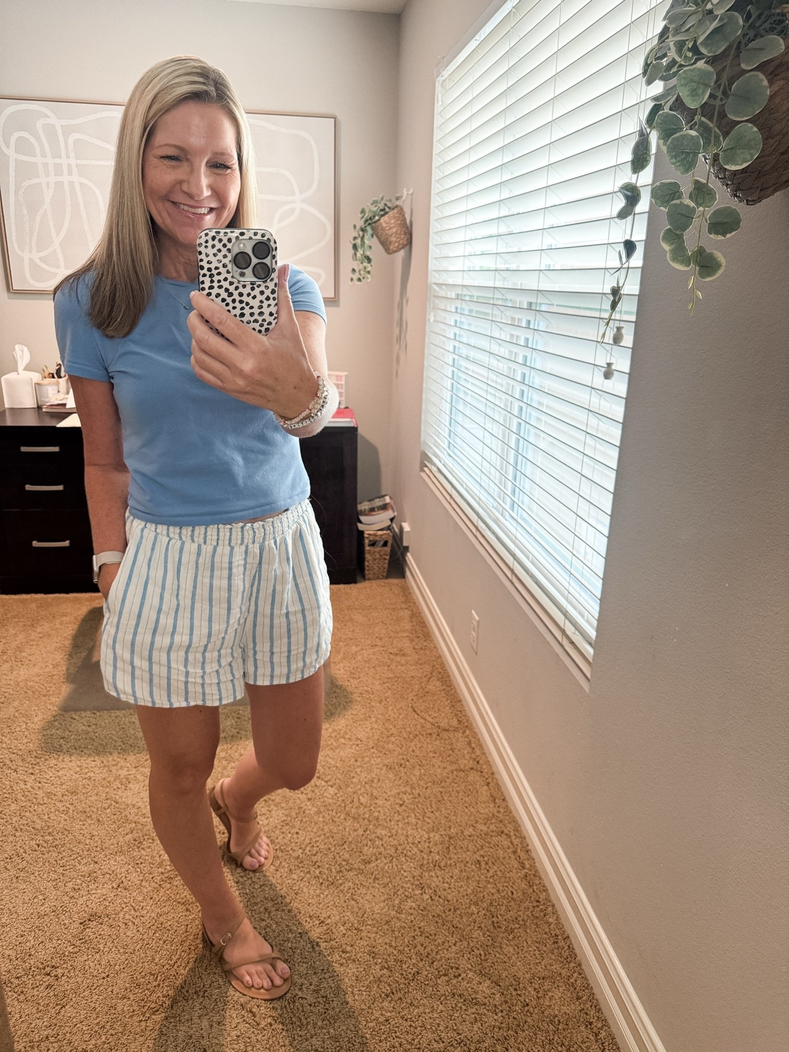 Comfy work from home on another hot day with a lunch errand on the agenda. My Aerie shorts are a few years old but I linked another option. 

My baby tee is Abercrombie. I go up to a medium on these for room. 

My sandals are Target.

#LTKootd #LTKSeasonal #LTKOver40