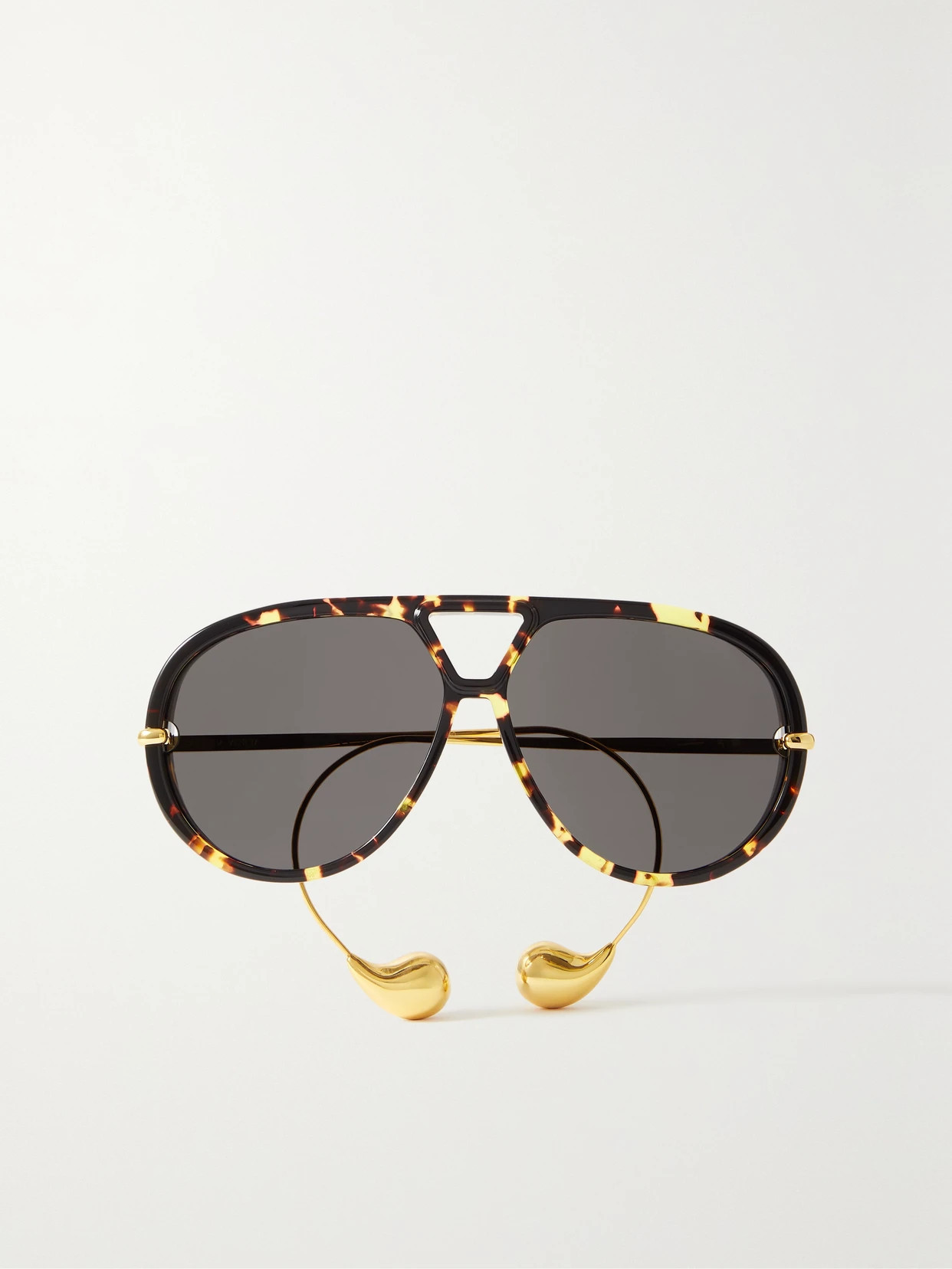 BOTTEGA VENETA EYEWEAR - Embellished Aviator-style Tortoiseshell Recycled-acetate And Gold-tone Sunglasses - Brown | NET-A-PORTER (US)