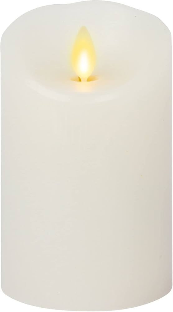 Luminara Classic Flameless LED Moving Flame Pillar Scalloped Edge - White - Unscented - Remote Re... | Amazon (US)