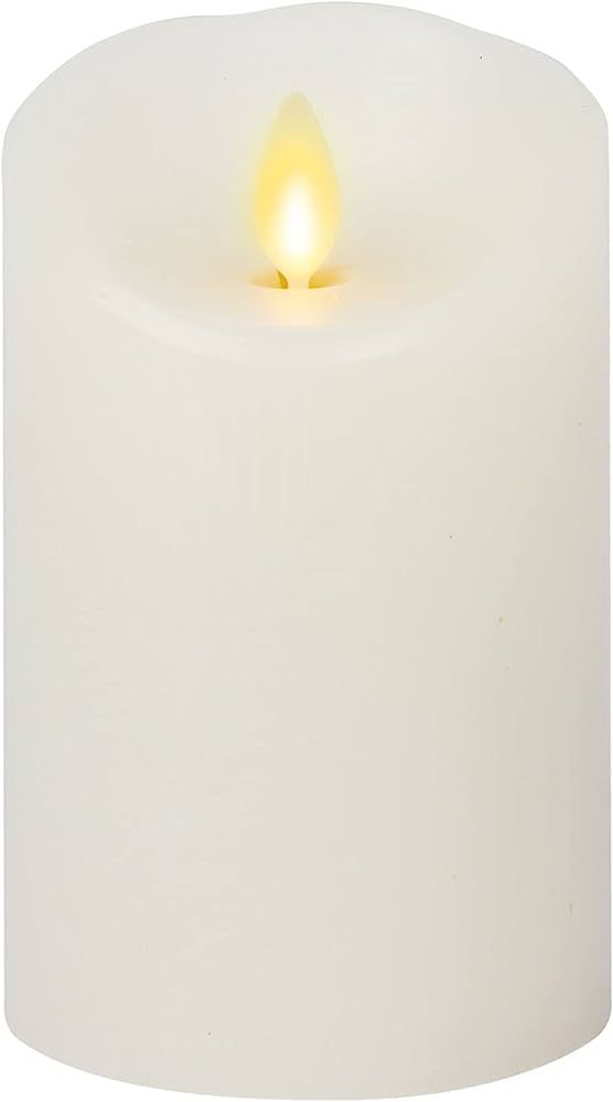 Luminara Classic Flameless LED Moving Flame Pillar Scalloped Edge - White - Unscented - Remote Re... | Amazon (US)