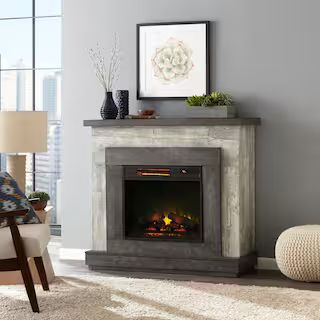 Home Decorators Collection Wildercliff 45 in. Freestanding Wall Mantel Electric Fireplace in Drif... | The Home Depot