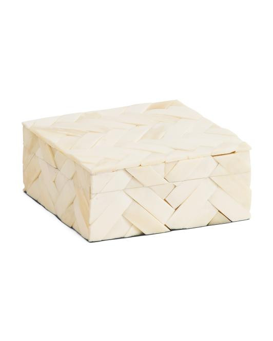 6x6x2.5 Handcrafted Cumberland Bone Wood Box | TJ Maxx