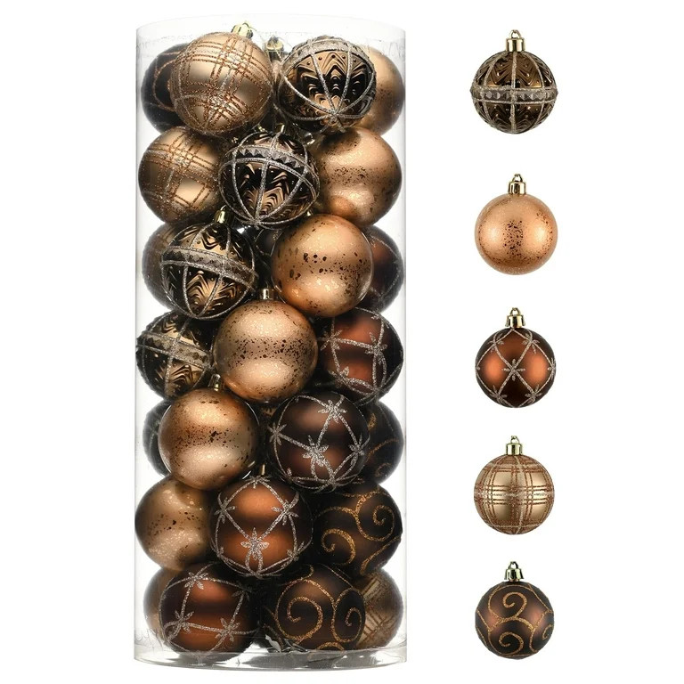 Valery Madelyn 35ct 2.36 inches Luxurious Copper Gold Christmas Ball Ornaments, Shatterproof Chri... | Walmart (US)