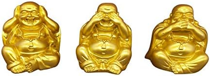 2.7'' Golden Buddha Figurine Hear See Speak No Evil Happy Face Laughing Buddha Statues Home Decor... | Amazon (US)