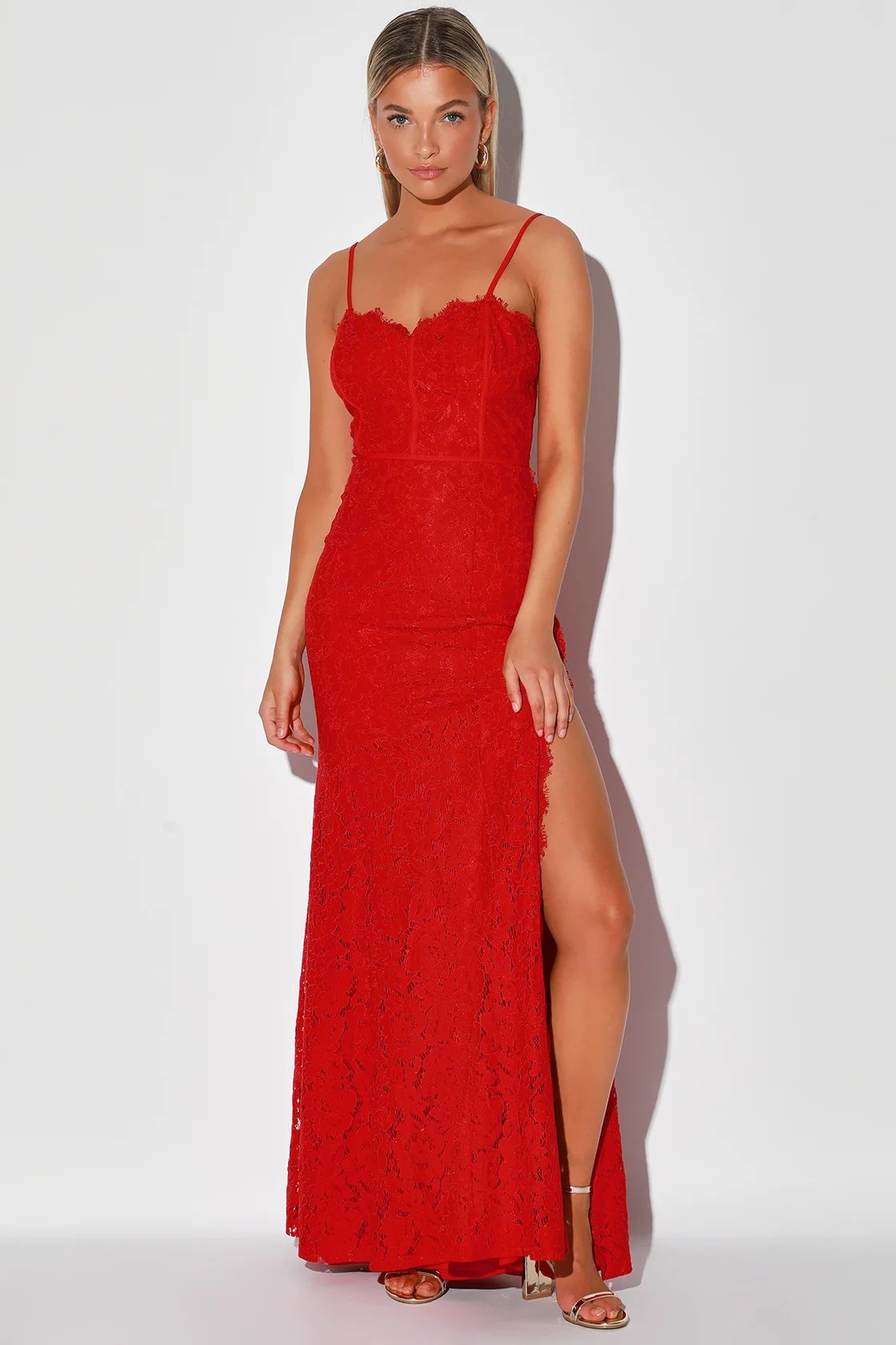 Song of the Siren Red Lace Maxi Dress | Lulus (US)