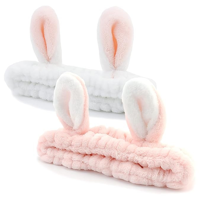 YISSION 2PCS Bunny Ears Spa Headband No Slip Head Band for Face Wash Makeup Skincare Facial Headb... | Amazon (US)