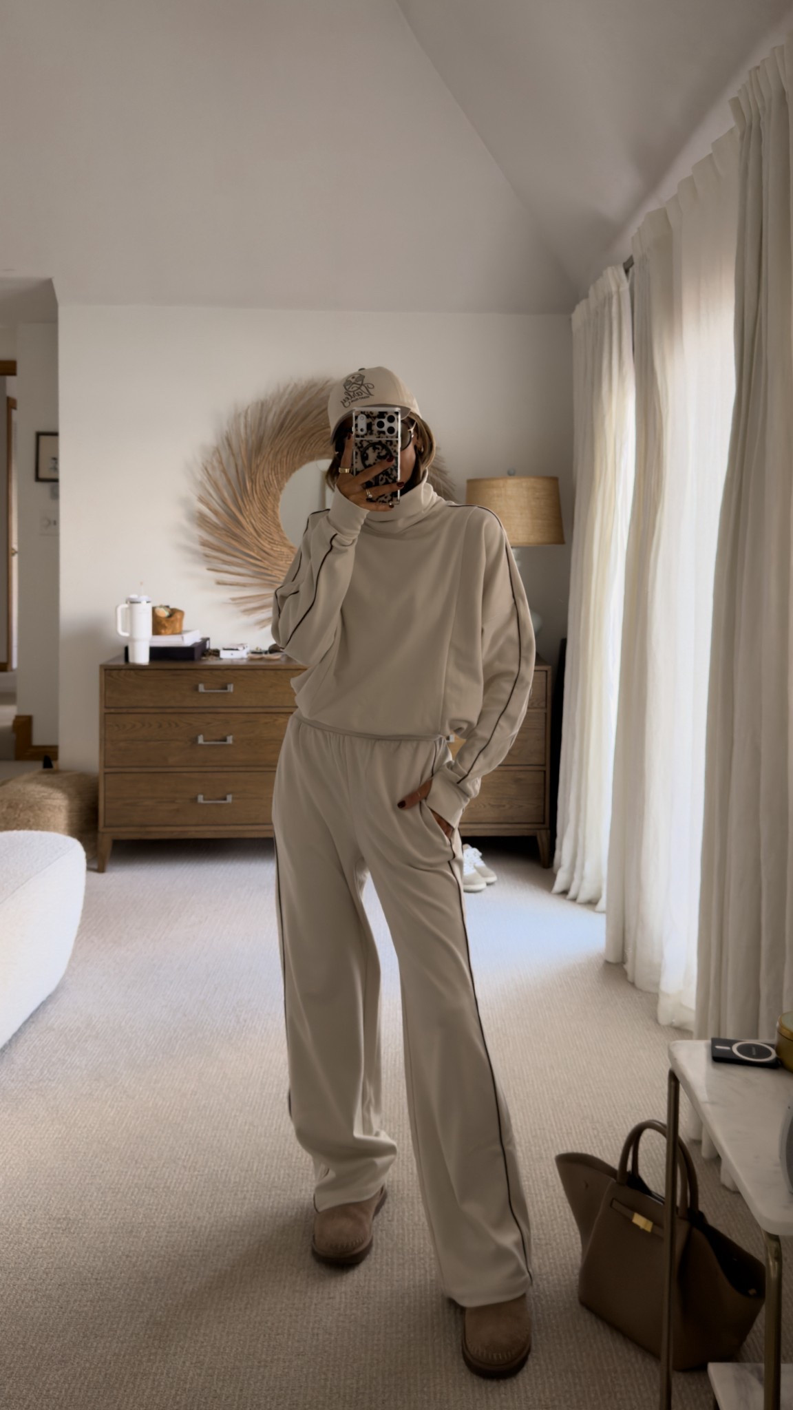 Day 4 of 7 Tonal Dressing 🍨🤎 from the studio to errands: Comfy chic fit!! 

 wearing size SMALL across the board! 

High neck pullover, wide leg sweat pants, cozy and casual chic outfit, fall outfit 

#LTKSeasonal #LTKShoeCrush #LTKStyleTip