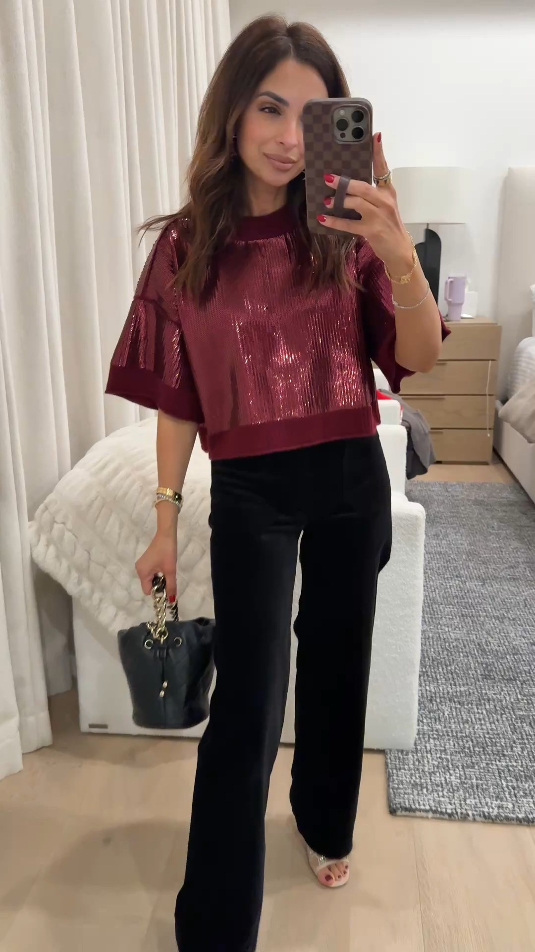 Tonight's holiday party look! I sized down to an xxs petite in this sequins top and it's the perfect fit! Wearing a size 24 in velvet pants 

#LTKPetite #LTKHoliday #LTKootd