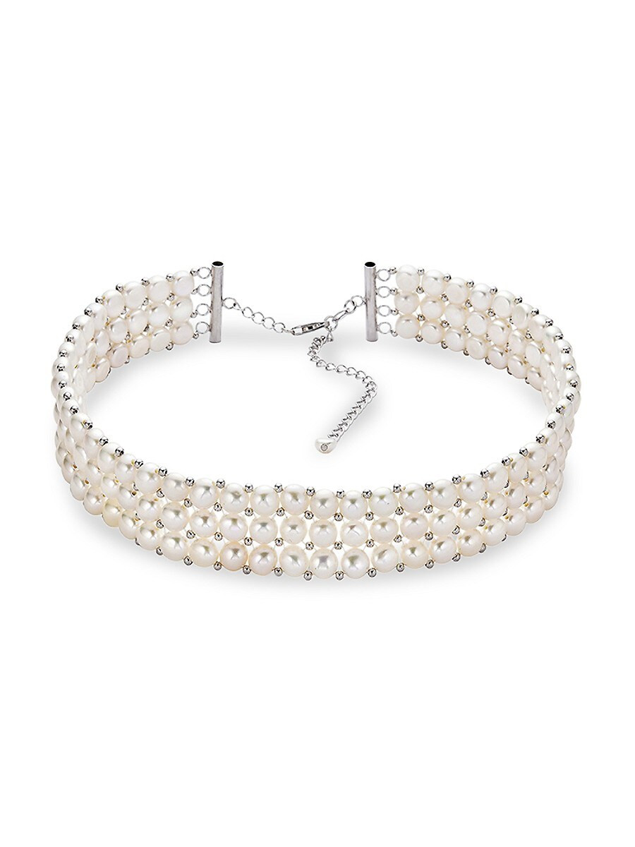 BELPEARL Women's Sterling Silver & 5-6MM Cultured Freshwater Button Pearl Choker Necklace/12 | Saks Fifth Avenue OFF 5TH