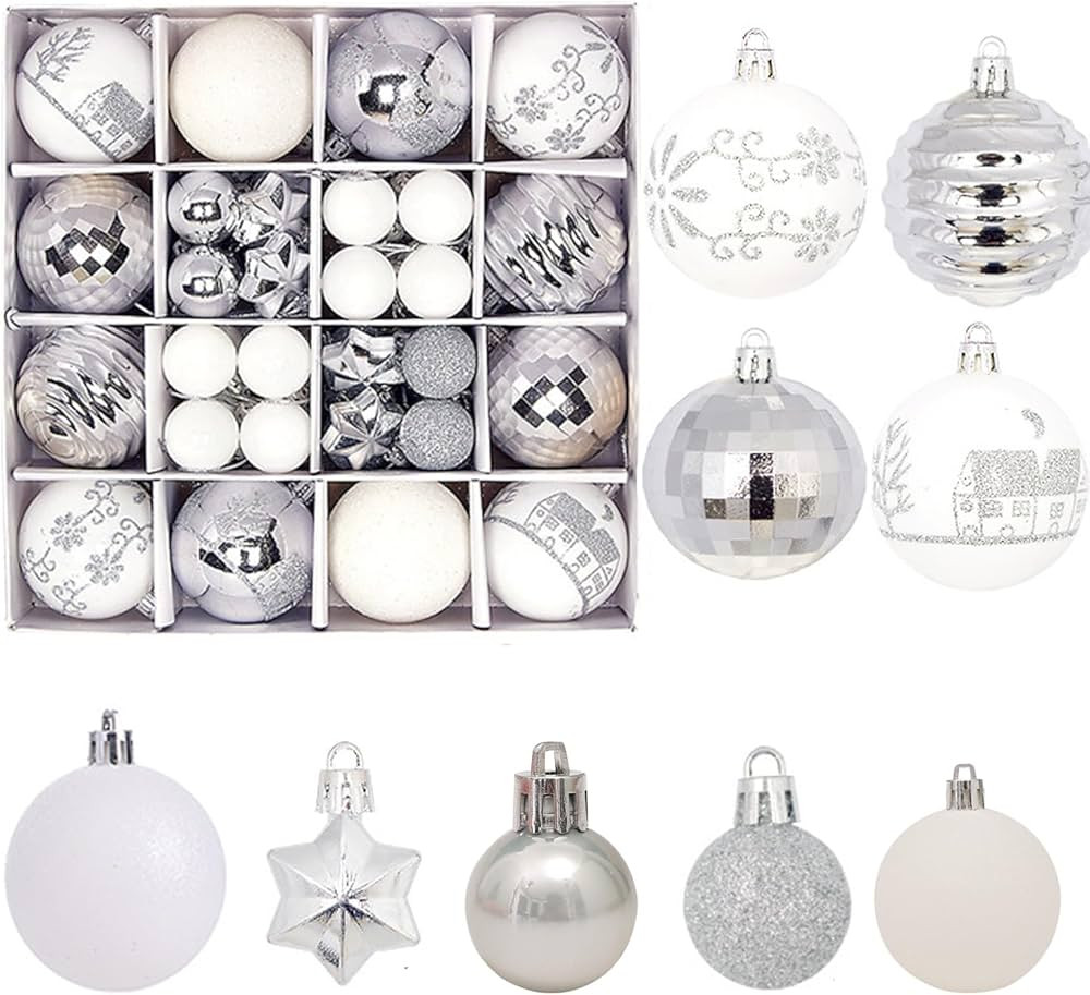 Christmas Balls Ornaments 44Pcs for Xmas Christmas Tree Theme Assorted Shatterproof Christmas Han... | Amazon (US)