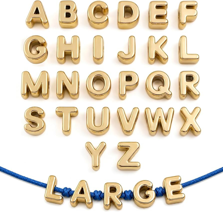 Leovqn 26Pcs Chunky Letter Beads Large Hole Acrylic Bubble Alphabet Beads | Amazon (US)