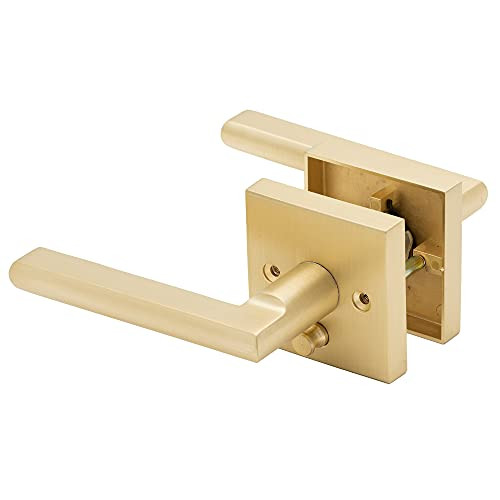 Linkaa Pivacy Door Lever Gold Stain Brass Door Handles Lever Door Handle with Lock, Keyless Door Lock, Privacy Function Exterior/Interior Door Handles,3 Packs | Amazon (US)