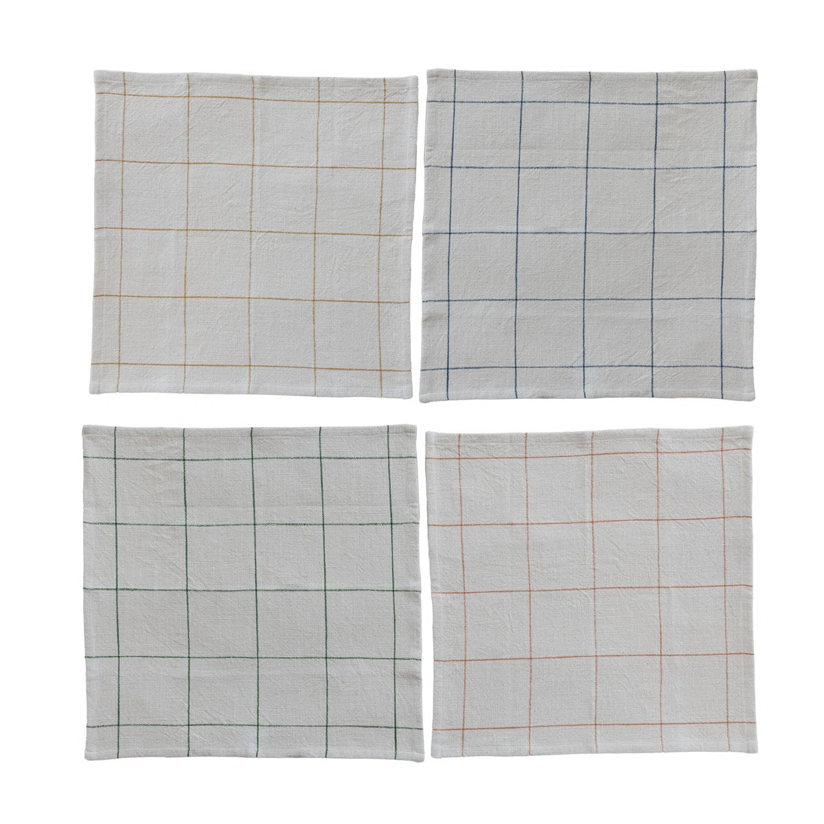 4-Piece 18" Square Woven Cotton Napkins With Grid Pattern, 4 Colors | Wayfair North America
