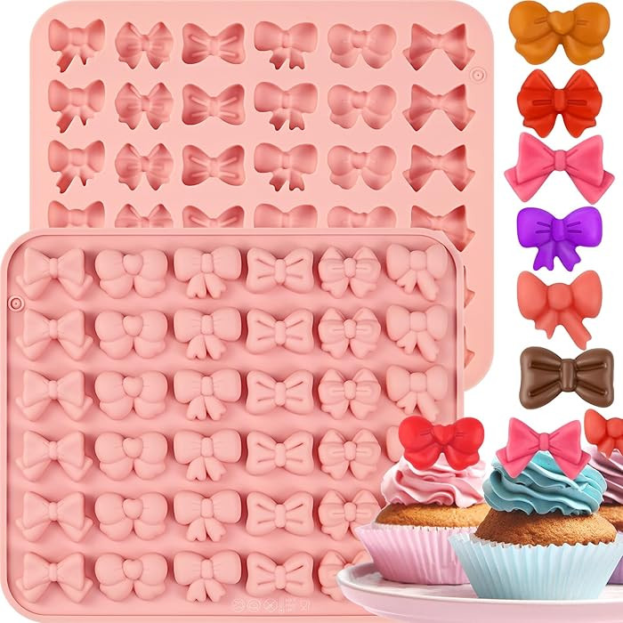 Bow Chocolate Mold, Bow Silicone Mold, SIQINZONGWA 2 PCS Mini Silicone Bowknot Fondant Molds for ... | Amazon (US)