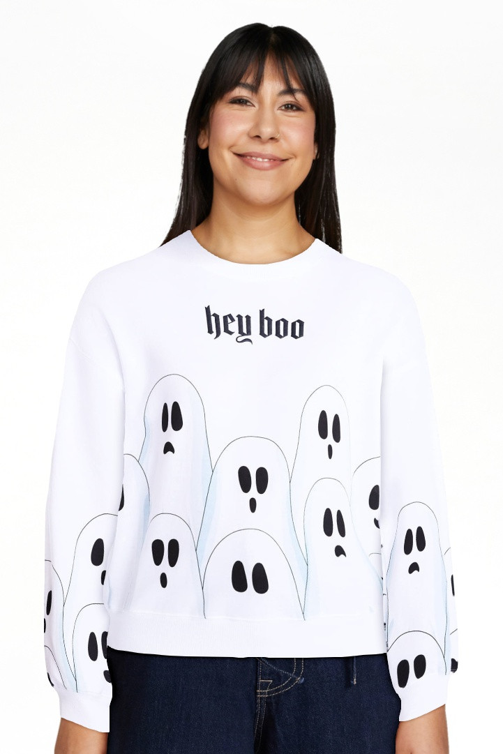 Halloween Women's Hey Boo Graphic Sweatshirt with Long Sleeves, Sizes XXS-XXL | Walmart (US)