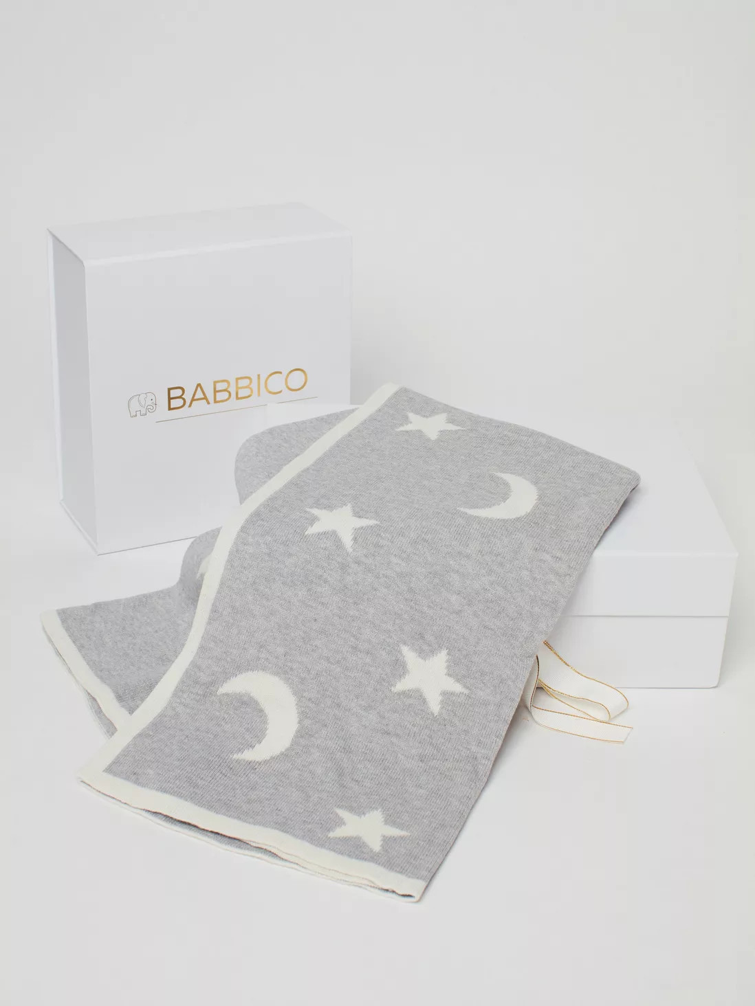 Reversible Grey Star & Moon Print Cotton Baby Blanket | Debenhams UK