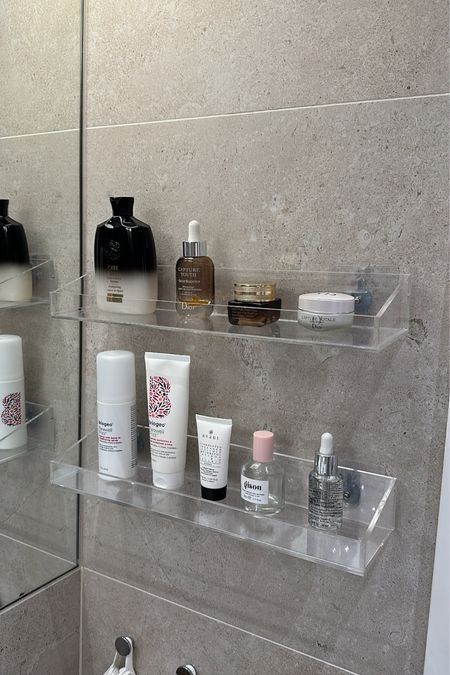 Self adhesive bathroom shelves perfect for storing beauty products/skincare and it’s renter friendly 🎀💖💞

#LTKfindsunder50 #LTKbeauty #LTKhome