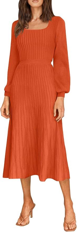 Fall Dress for Wedding Guest Midi Sweater Dresses Winter Knit Dress Casual A Line | Amazon (US)