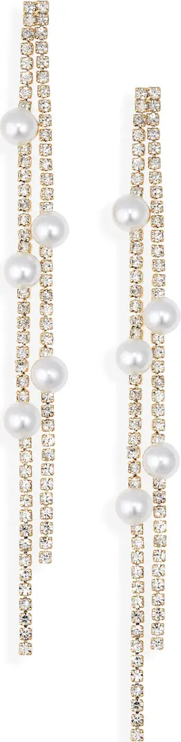 Shashi Particulire Imitation Pearl Linear Drop Earrings | Nordstrom | Nordstrom