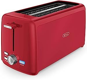 BELLA 4 Slice Long Slot Toaster, Red | Amazon (US)